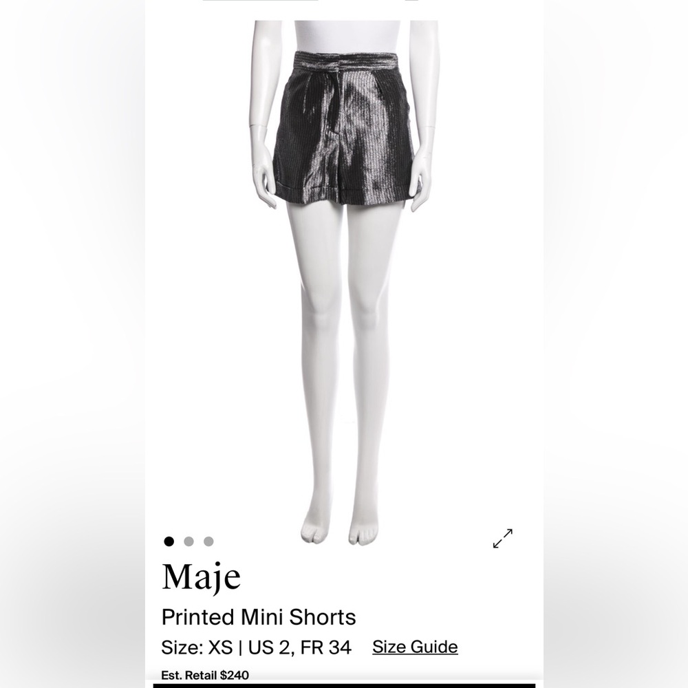 Maje Metallic Pleated Tailored Shorts - Shimmery Gunmetal stripe